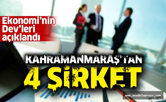 Kahramanmaraş'tan 4 şirket, Türkiye'nin en büyükleri arasında