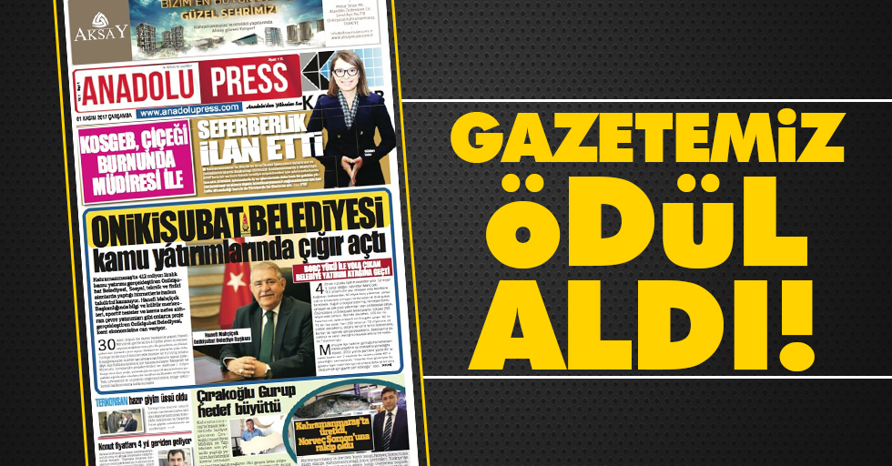 Anadolupress gazetesine ödül!