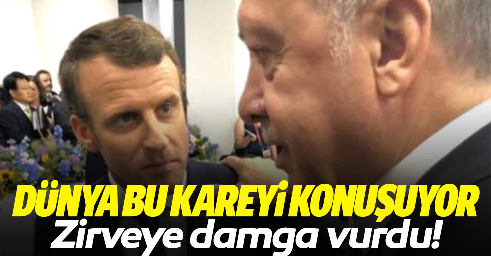 Erdoğan'ın Macron'un omzuna elini atması sosyal medyada olay oldu