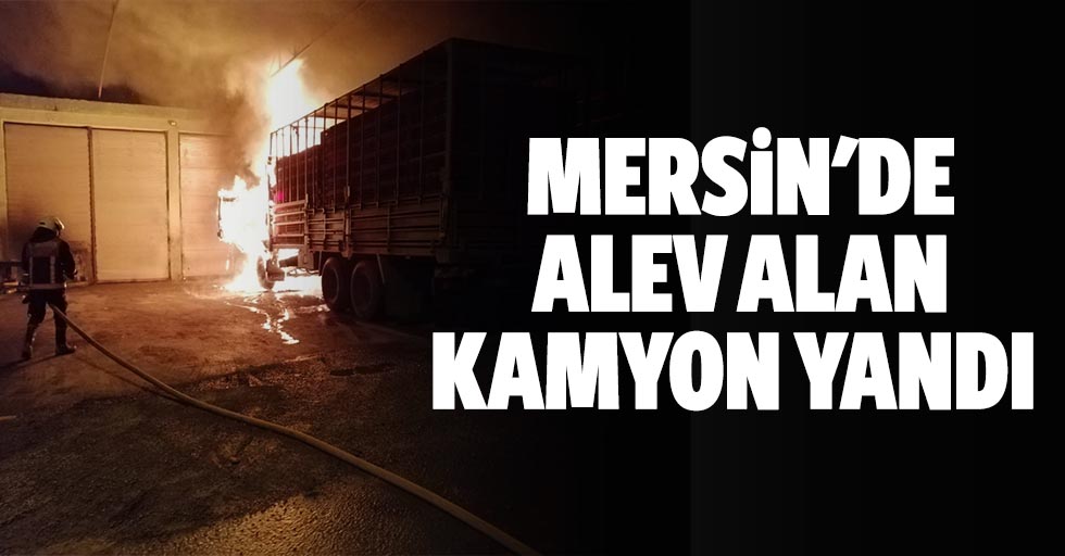 Mersin'de alev alan kamyon yandı