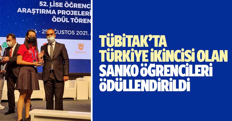 TÜBİTAK’TA Türkiye ikincisi olan Sanko öğrencileri ödüllendirildi