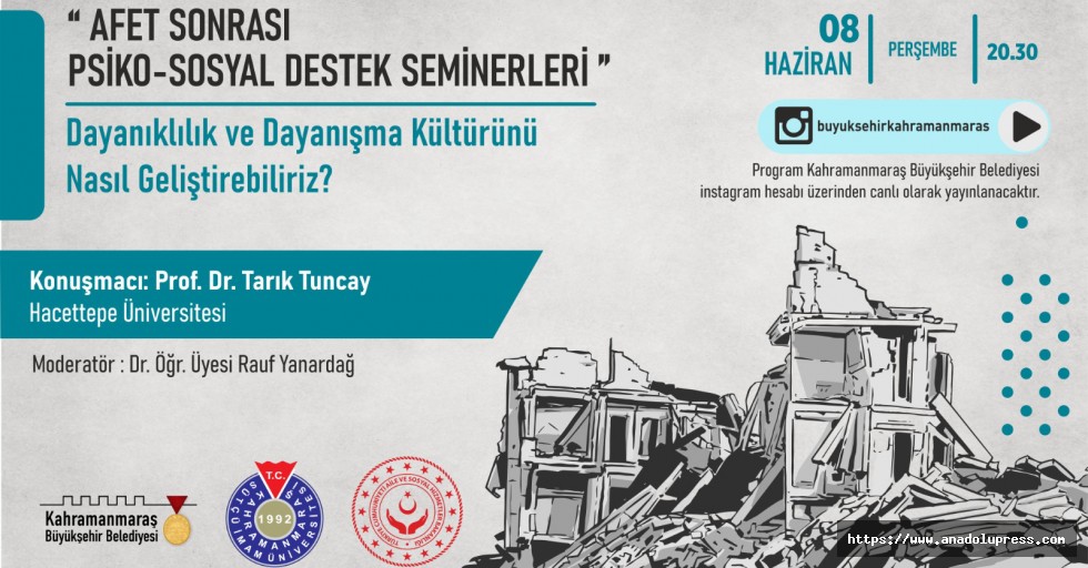 Prof. Tuncay, Kahramanmaraş’ta Dayanışma Kültürünün Geliştirilmesini Anlatacak