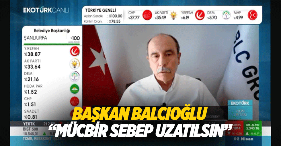 Başkan Balcıoğlu, “Mücbir sebep uzatılsın”