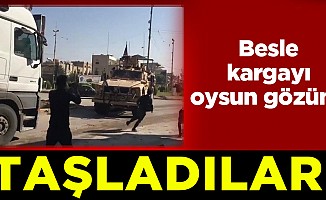Kamışlı'da YPG'liler Amerikan askerlerini taşladı