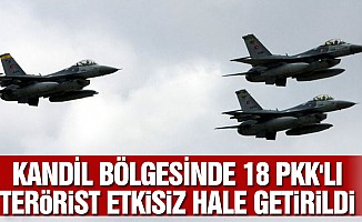 Kandil Bölgesinde 18 PKK'lı Terörist Hava Harekatıyla Etkisiz Hale Getirildi