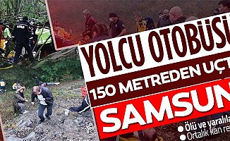 Samsun'da yolcu otobüsü 150 metreden dereye yuvarlandı