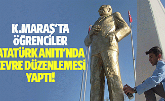 Kahramanmaraş'ta Öğrenciler Atatürk Anıtı'nda Çevre Düzenlemesi Yaptı