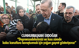 Cumhurbaşkanı Erdoğan, “Depremzedelerimizi en kısa sürede kalıcı konutlara kavuşturmak için yoğun gayret gösteriyoruz”