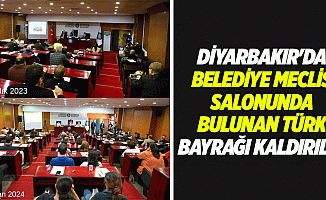 Diyarbakır'da belediye meclis salonunda bulunan Türk bayrağı kaldırıldı
